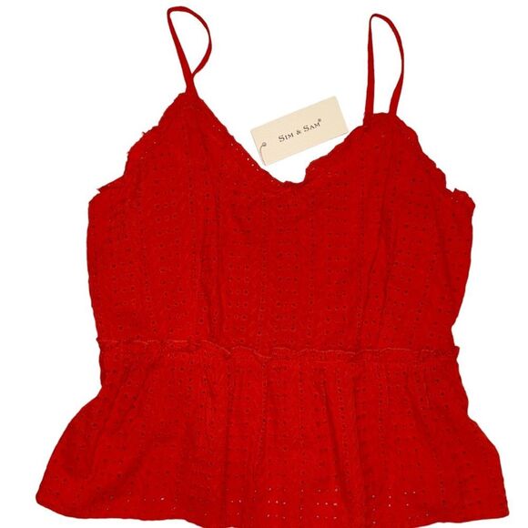 SIM & SAM NWT CROCHET HALTER/CROP CINCHED WAIST ADJUSTABLE STRAPS SIZE MEDIUM - Picture 1 of 7